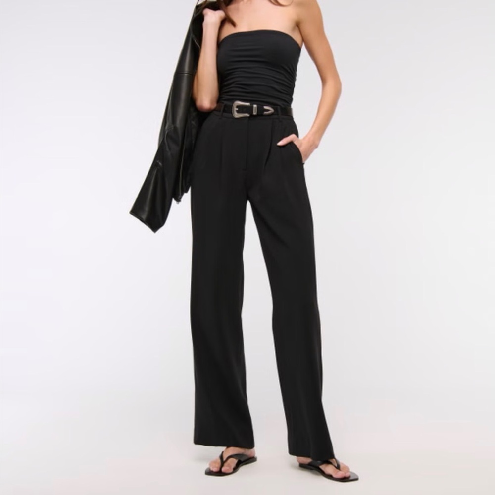 Abercrombie & Fitch Sloane Crepe Tailored Wide Leg Pant